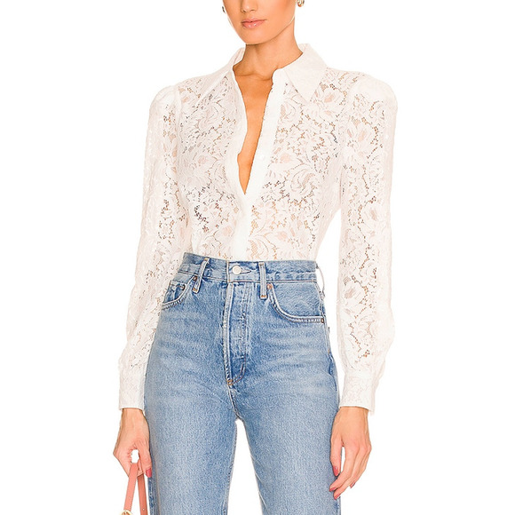 L'Agence 'Jenica' White Lace Blouse Size M - Picture 1 of 5